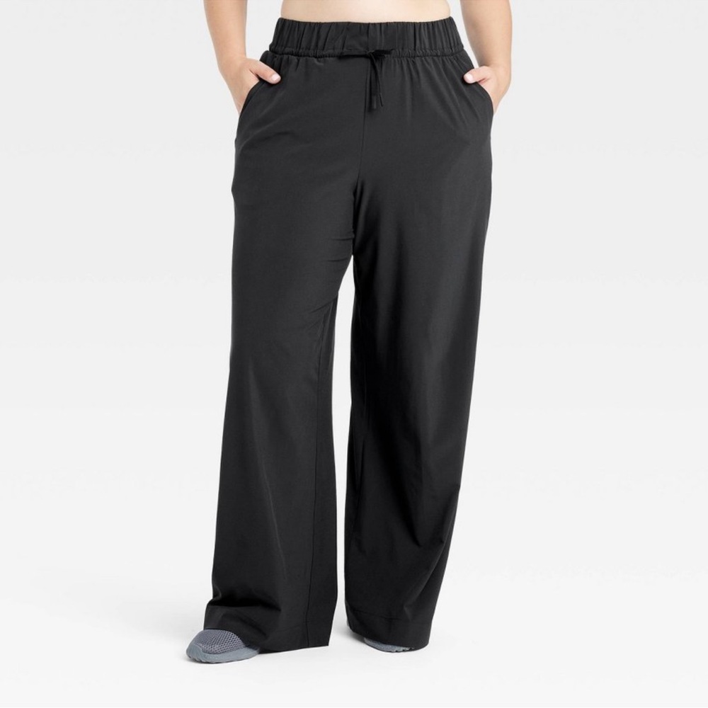 Women's Active Light High-Rise Wide Leg Pants - All In Motion™ Black XXL